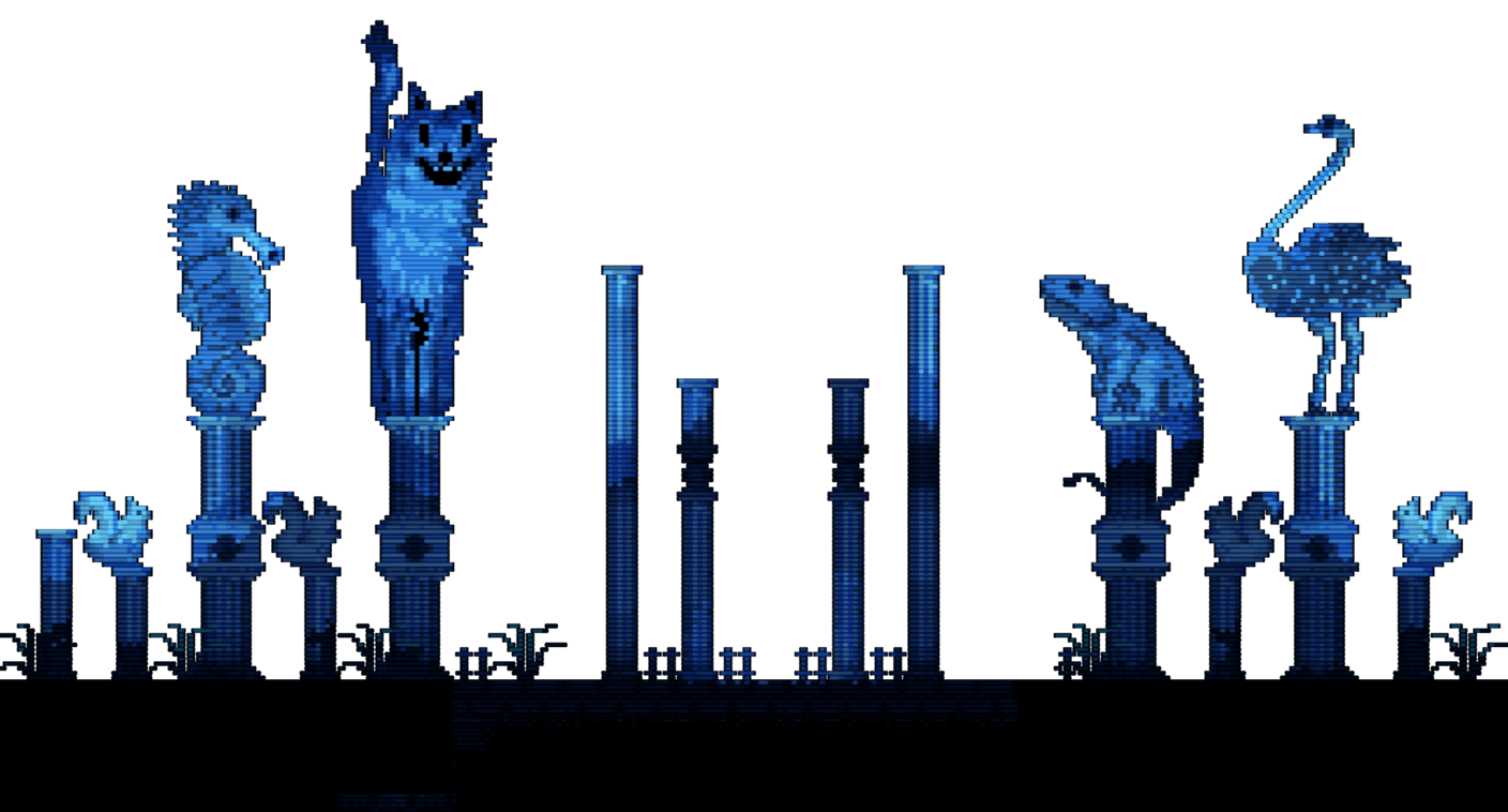 Four statues of animals